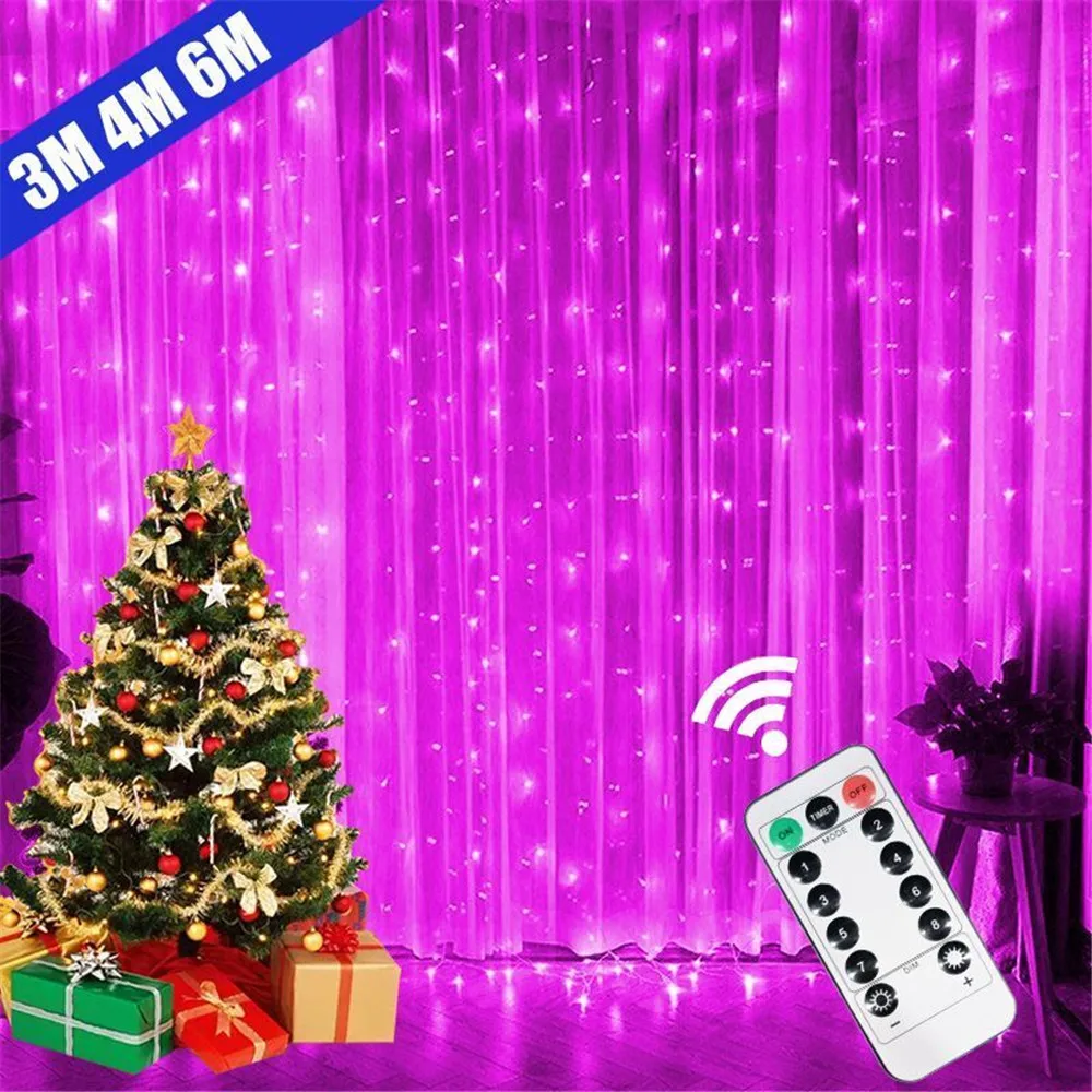 

Navidad 2024 Christmas Holiday LED Decoration Lights Fairy Bedroom String Garland Lighting Curtain Lights with Remote Control