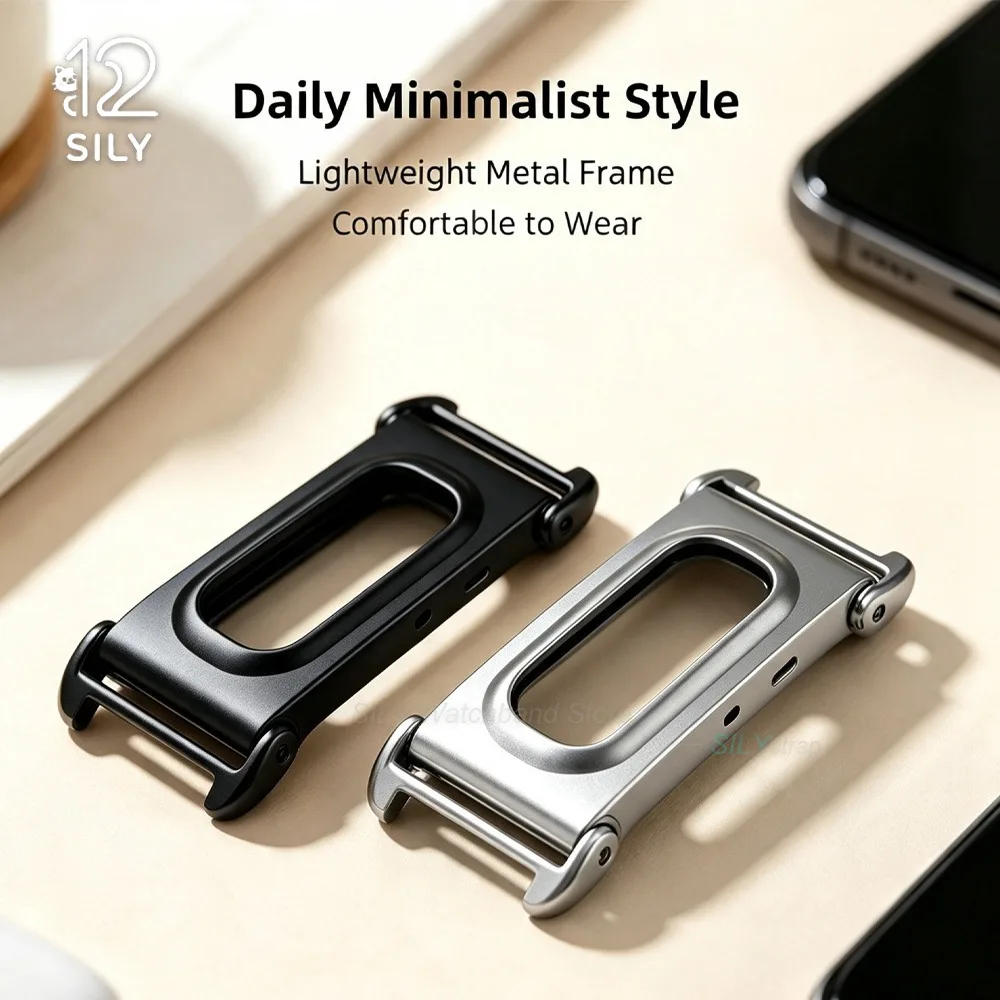 Für Google Fitbit Air Silber Schwarz Metallarmband Premium Mod Uhrengehäuse Schutzadapter Fitness-Armbänder Verbindungsstück Zubehör