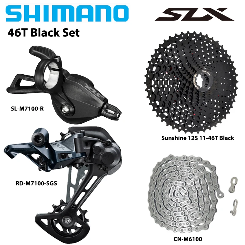 SHIMANO Deore SLX M7100 1X12S Groepset Versnellingspook Achterderailleur M6100 Keten SUNSHINE HG Cassette 12S 46T 50T 52T Fietsonderdelen