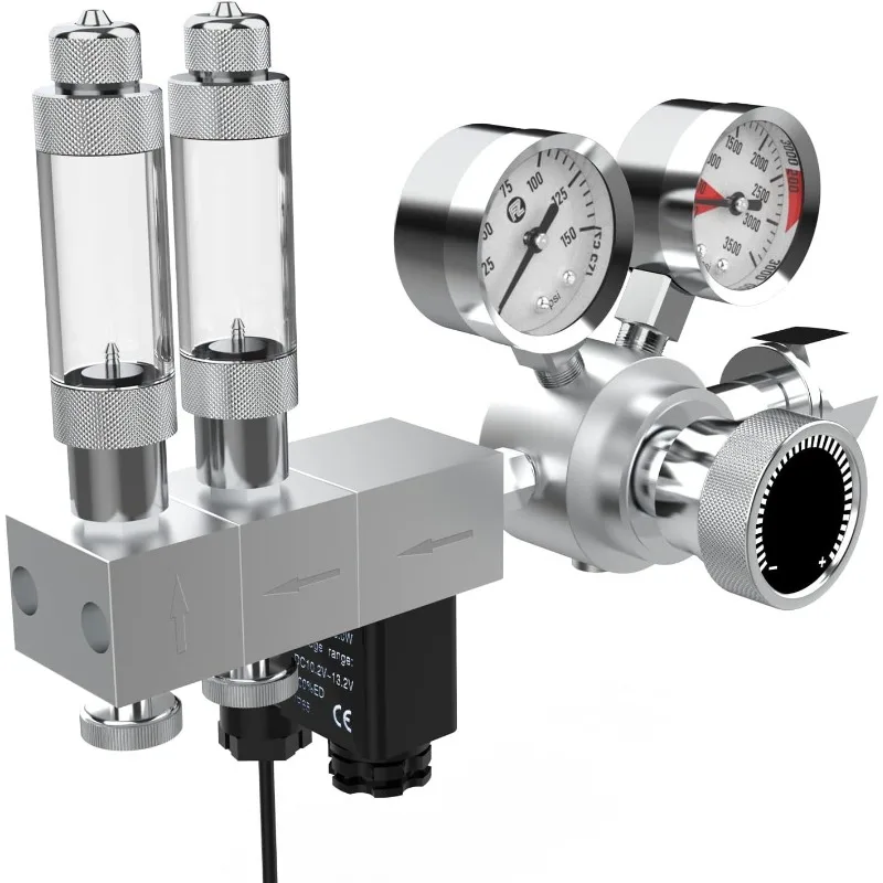 Pro Series Aquarium Dual Stage CO2 Regulator Adjustable Output Pressure With DC Solenoid And Integrated High Precision