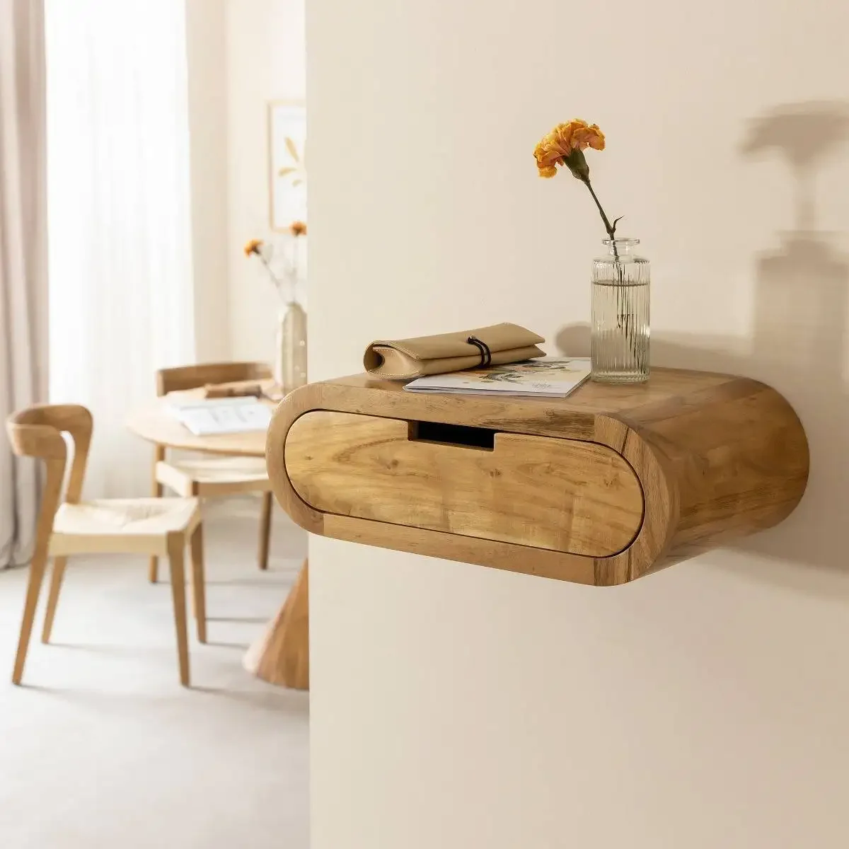 Round ledges, made of acacia wood, study, living room, bedroom, dining room, hotel