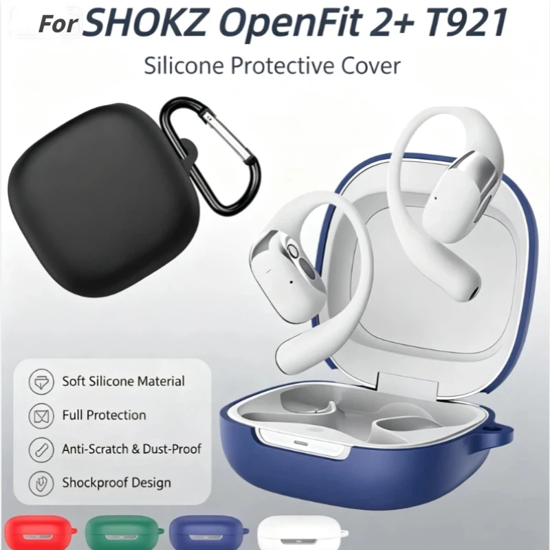 With Hook For SHOKZ OpenFit 2+ T921 Headphone Protective Case Shockproof and Dustproof Silicon Storage Box