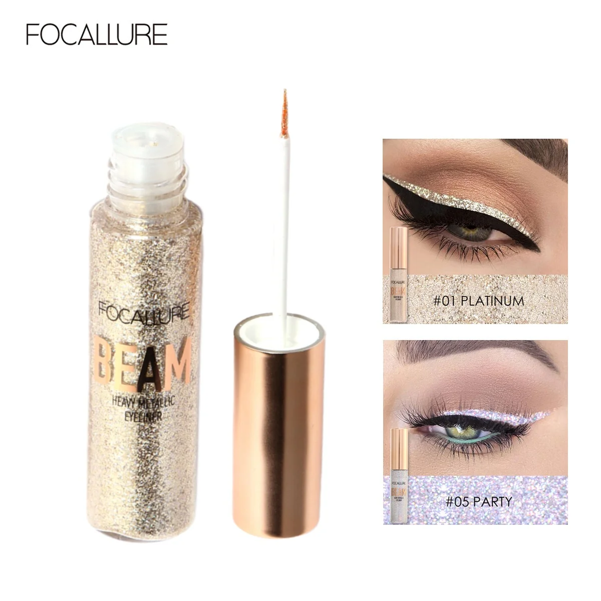 Focallure อายไลเนอร์ชนิดน้ำอายไลน์เนอร์ติดทนนานไดมอนด์ maquillaje กันน้ำเลื่อมมันวาวเครื่องสำอางอายไลเนอร์