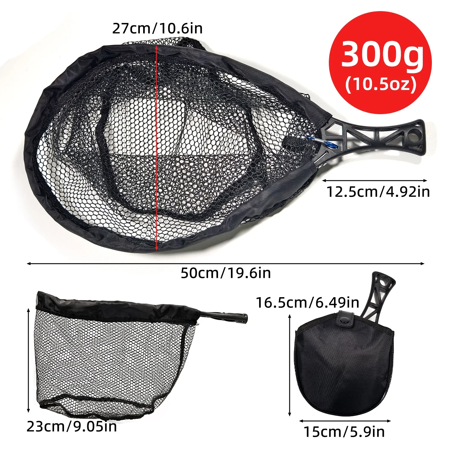 ANFS Fishing Landing Net, Fold-able Landing Trout Net, Rubber Coated Mesh Trout Net with Tackle Bag for Trout Bass - view 6