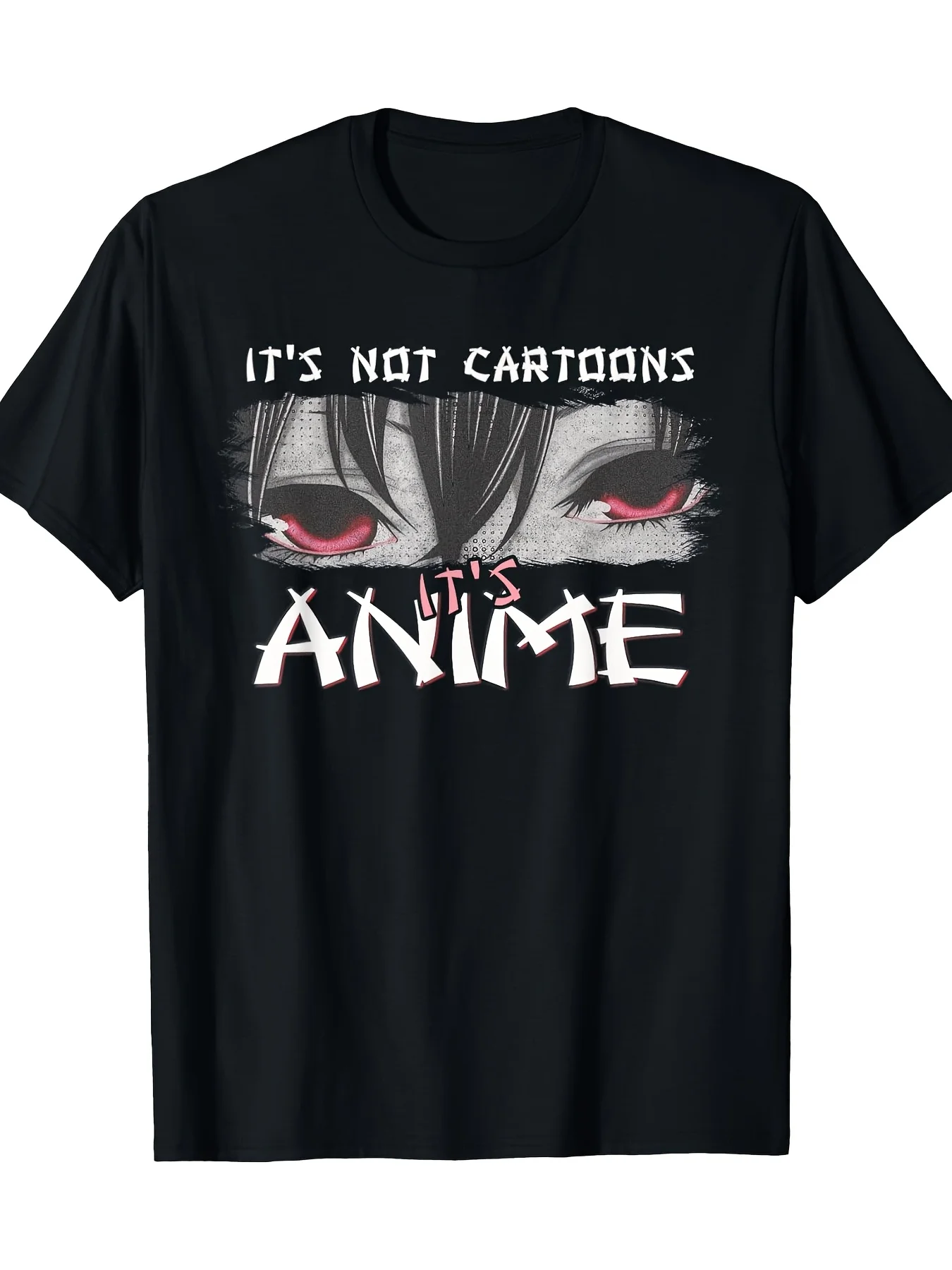 2026 Men'S Anime Print T-Shirt, Short Sleeves, Round Neck Casual Wear, PLUS SIZE Option