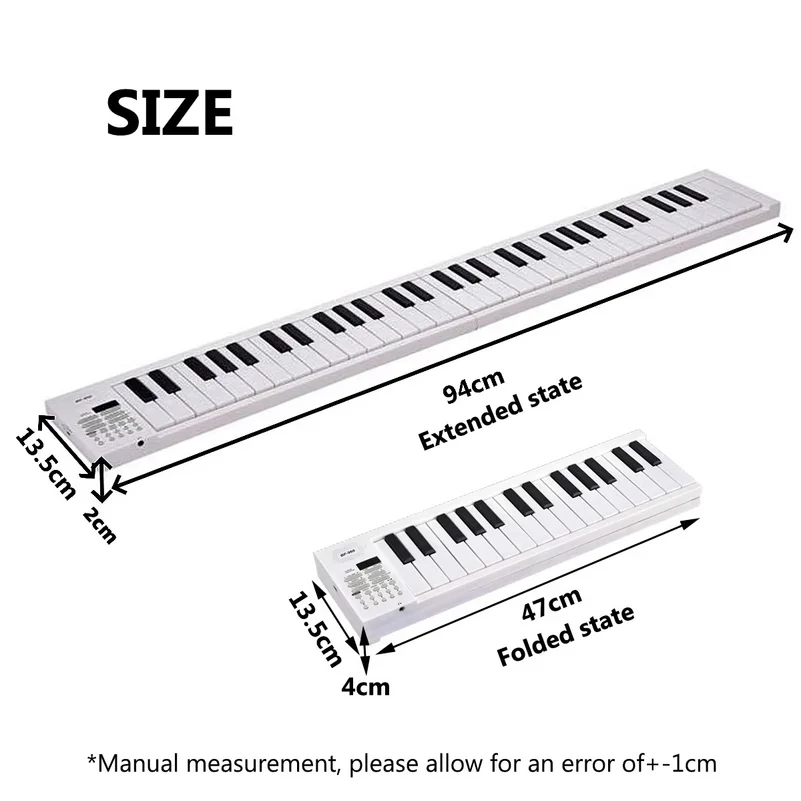 Miwayer 61 Keys Foldable Electronic Piano Keyboard for Beginners, Built-in Rechargeable Battery,25 Demo Songs,16Tones&100Rhythms