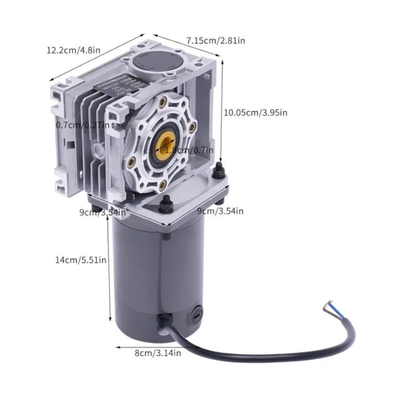 120W DC 12V 24V Variable Speed Motor with Worm Gear Reducer Gearbox RV40 & Speed Controller High Torque Geared Reduction Motor