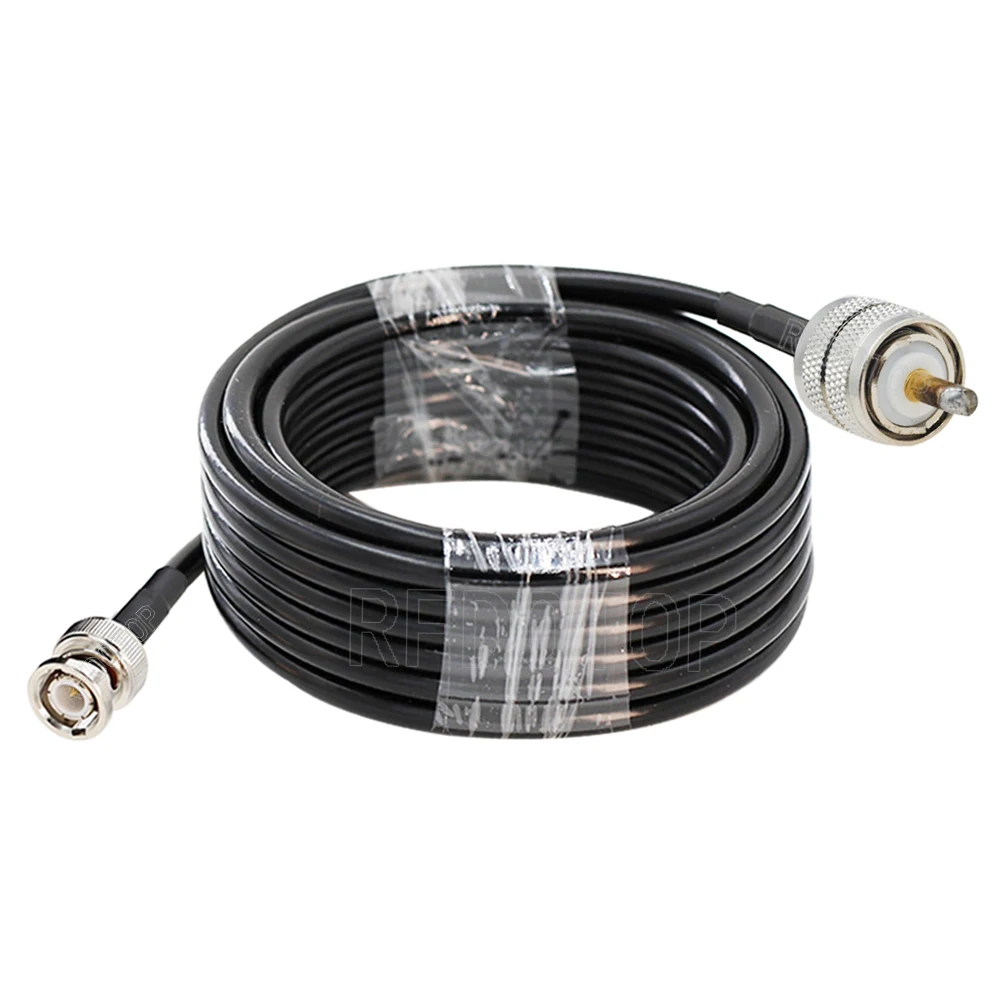 New RG-58 UHF PL259 Male Plug & SO239 Female Jack to BNC Male Connector RG58 RF Coaxial Crimp Wire Terminal Jumper Pigtail Cable