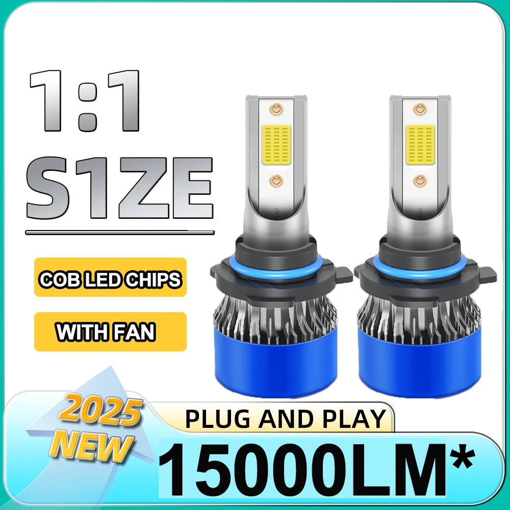 2 uds Ultra-luminoso 9005 9006 bombillas de faros Led Canbus para coche 15000LM Kit de conversión de faros de un solo haz CHIPS COB