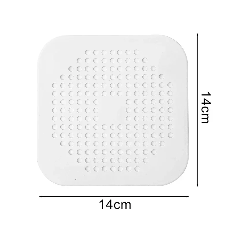 1/10PCS Bathroom Hair Catcher Kitchen Sink Drain Anti Clogging Filter Bathtub Shower Silicone Pad Floor Drain Square 14cm