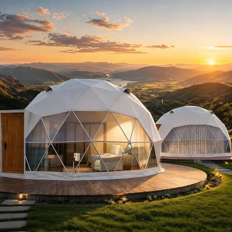 Waterproof Spherical Canopy Camping Dome House Glass Door & Curtain CE Fire Certification for Resort Homestay Glamping Site