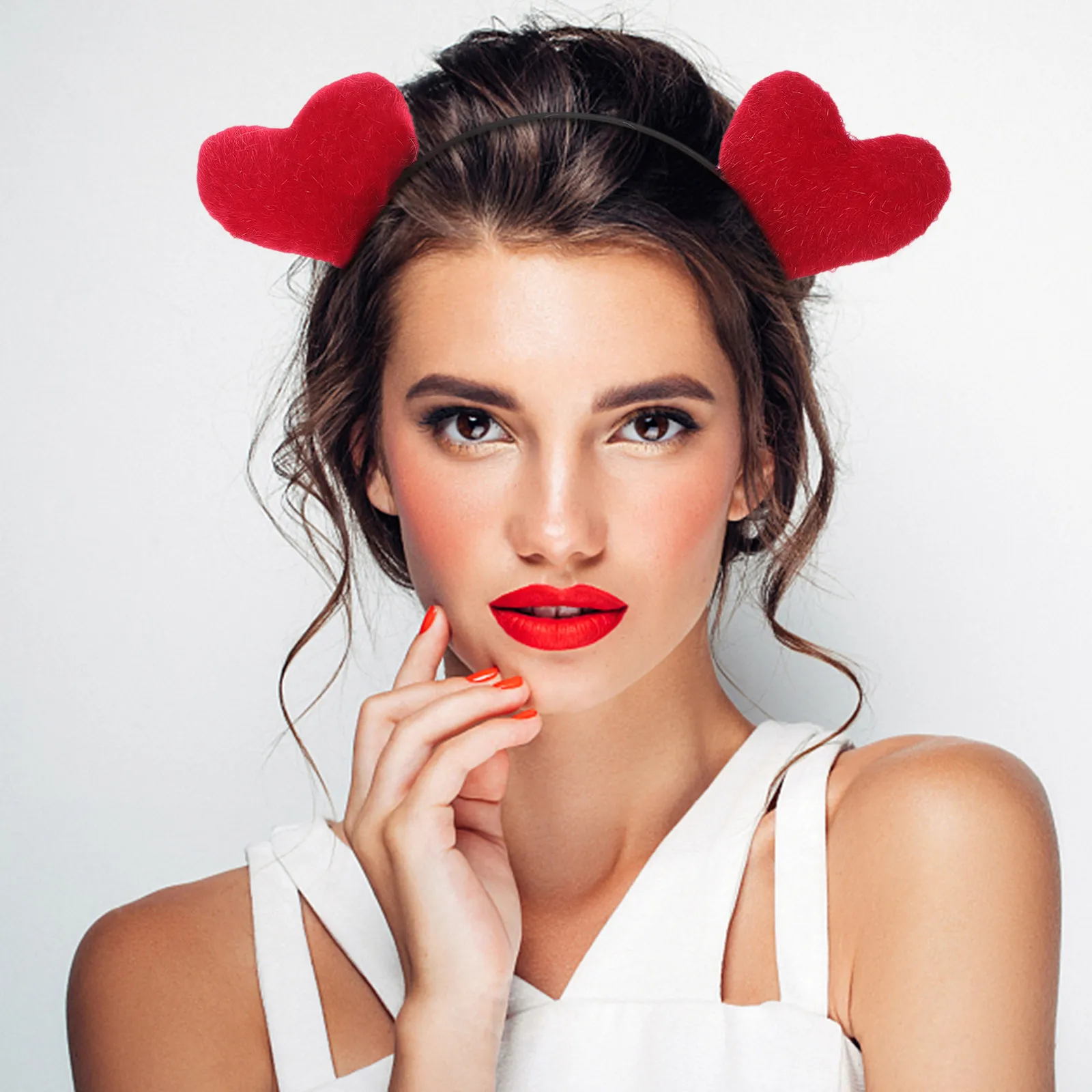 

Heart Shaped Cloth Hair Hoop Headband for One Size Fits Most Breathable Comfortable Valentine's Day Party Birthday