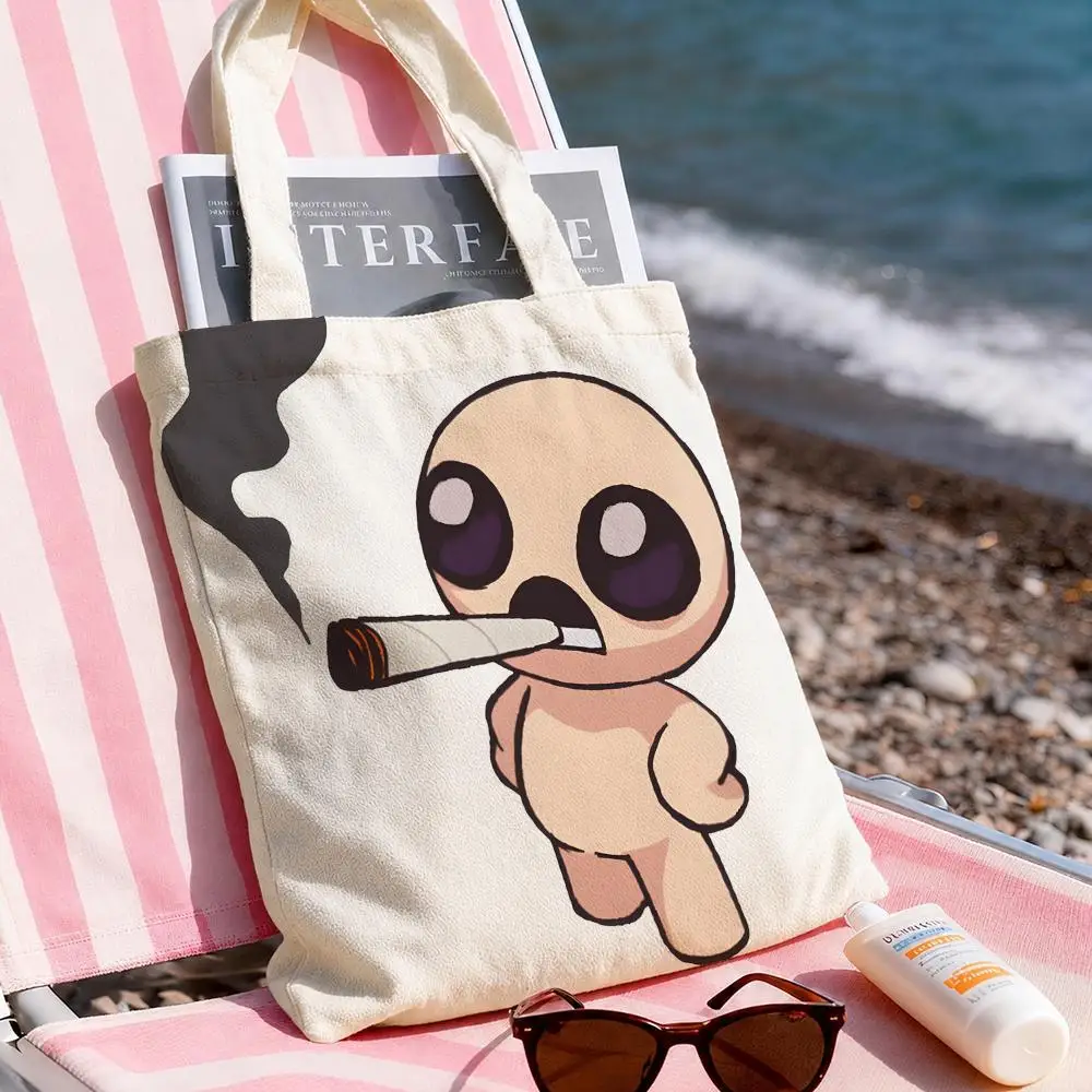 The B-Binding Of Isaac Storage Bags Double-Sided Printed Canvas Tote Bag Large Capacity Women Shoulder Handbag