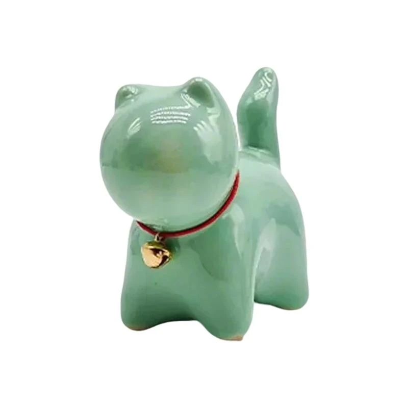 

652F Ceramic Kitten Ornament Small Animal Statue Perfectly For Teahouse Desk Ornament Gift Giving