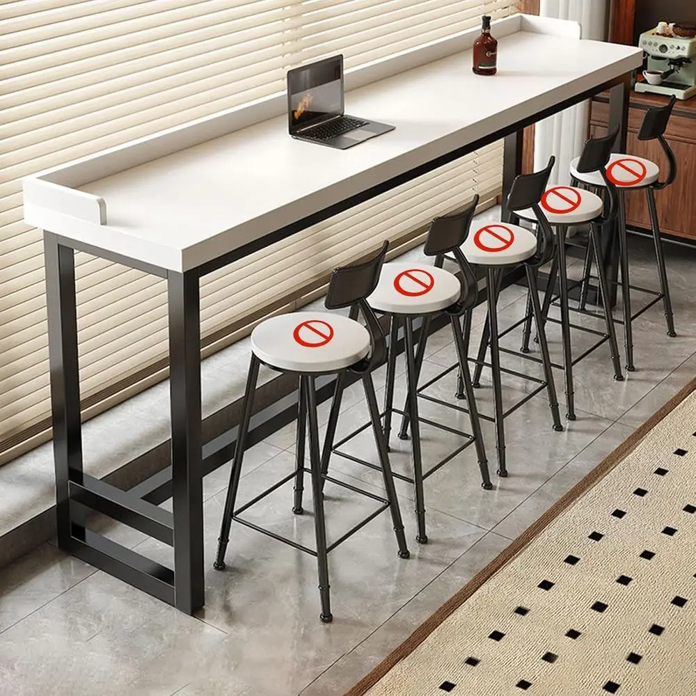 

Counter Height Pub Table, 39.4-86.6in Adjustable, Sturdy Wood & Metal, Suitable for Small Spaces