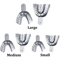 2 unids/set de bandejas de impresión dentales superiores e inferiores de aleación de aluminio, bandeja de dientes Autoclavable, soporte para dientes, equipo de laboratorio, herramientas de dentista