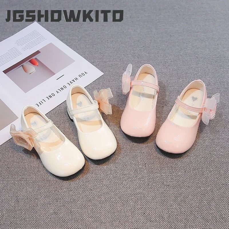 JGSHOWKITO Girls Princess Shoes Princess Style Kids Leather Shoes Sweet Flowers 2026 Brand New Children Dance Shoes for Party