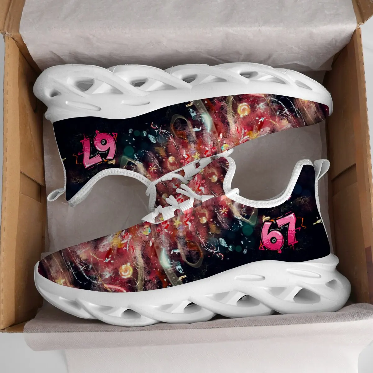 

Men's Sneakers Slip On Colorful Graffiti Artistic Lightweight Breathable Athletic Walking Shoes Anti Slip Sports Shoes for Men