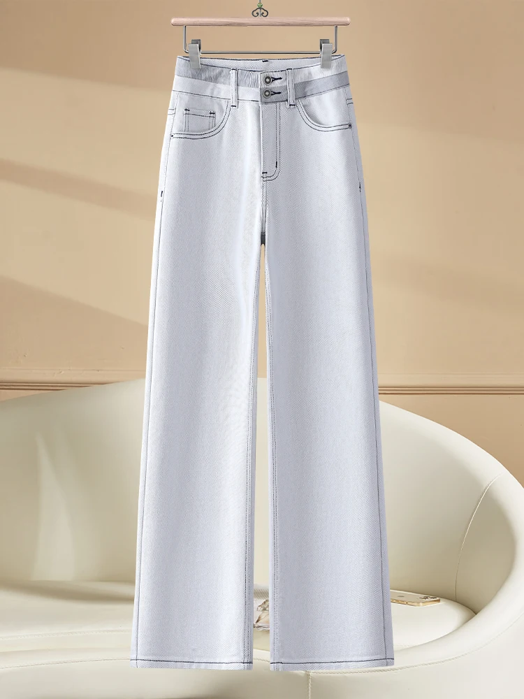 

Джинсы с высокой талией и прямыми штанинами для женщин, весна-осень 2026, новый стиль, утягивающие длинные брюки, узкая версия, широкие брюки