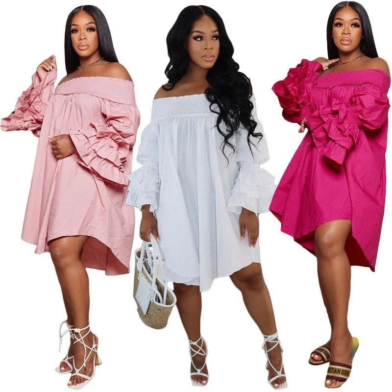 

Женская сексуальная длинная блузка на одно плечо с высокой талией, расклешенная, из полиэфирного волокна, для дома и офиса, осенняя коллекция