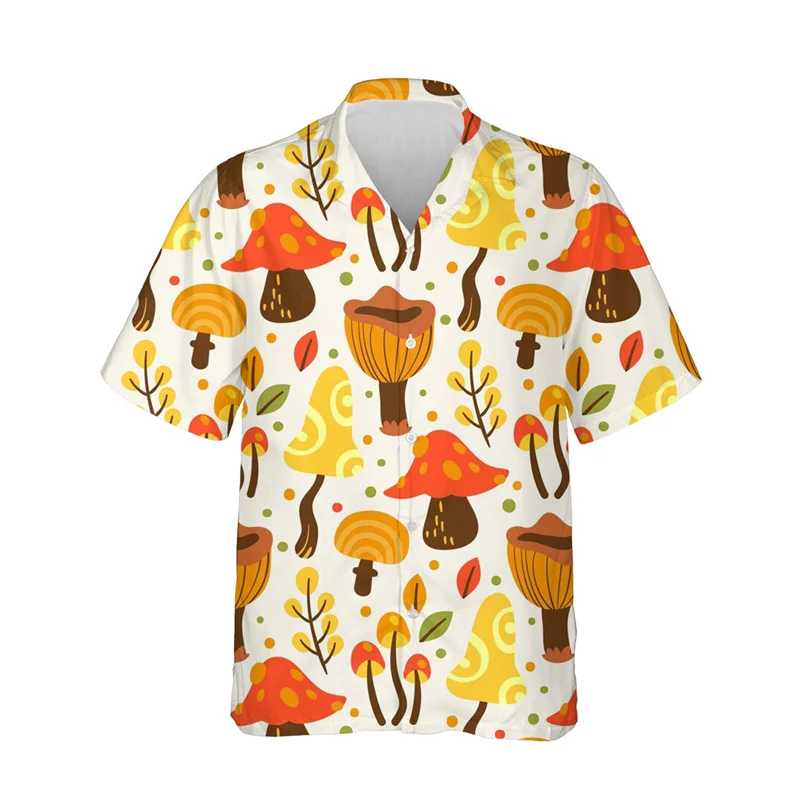 Cool 3D Printed Mushroom Floral Hawaiian Shirt For Men Summer Streetwear Casual Beach Shirt Blouses Short Sleeve Male Clothing