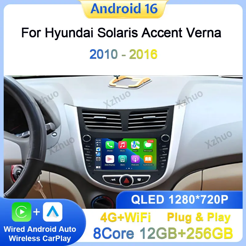 7 inch For Hyundai Solaris Accent Verna 2010-2016 GPS Navigation Wireless CarPlay Split Screen DSP Stereo Auto  Tools Head Unit