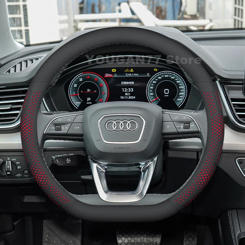 

Leather Car Steering Wheel Cover For Audi Q5L Q5 2025 2018-2024 Covers For Covers Auto Steering Wheel Audi Q5L Accessories