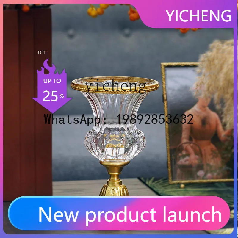 

X7 Brass Crystal Glass Delicate Vase Flower Arrangement Flower Ornament