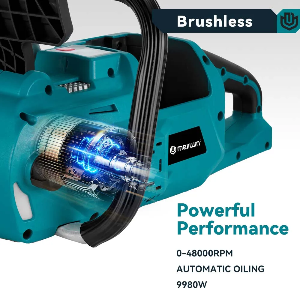 18 Inch Brushless Electric Chainsaw 9980W Cordless Rechargeable Electric Saw Woodworking Power Tools For Makita 40V Battery