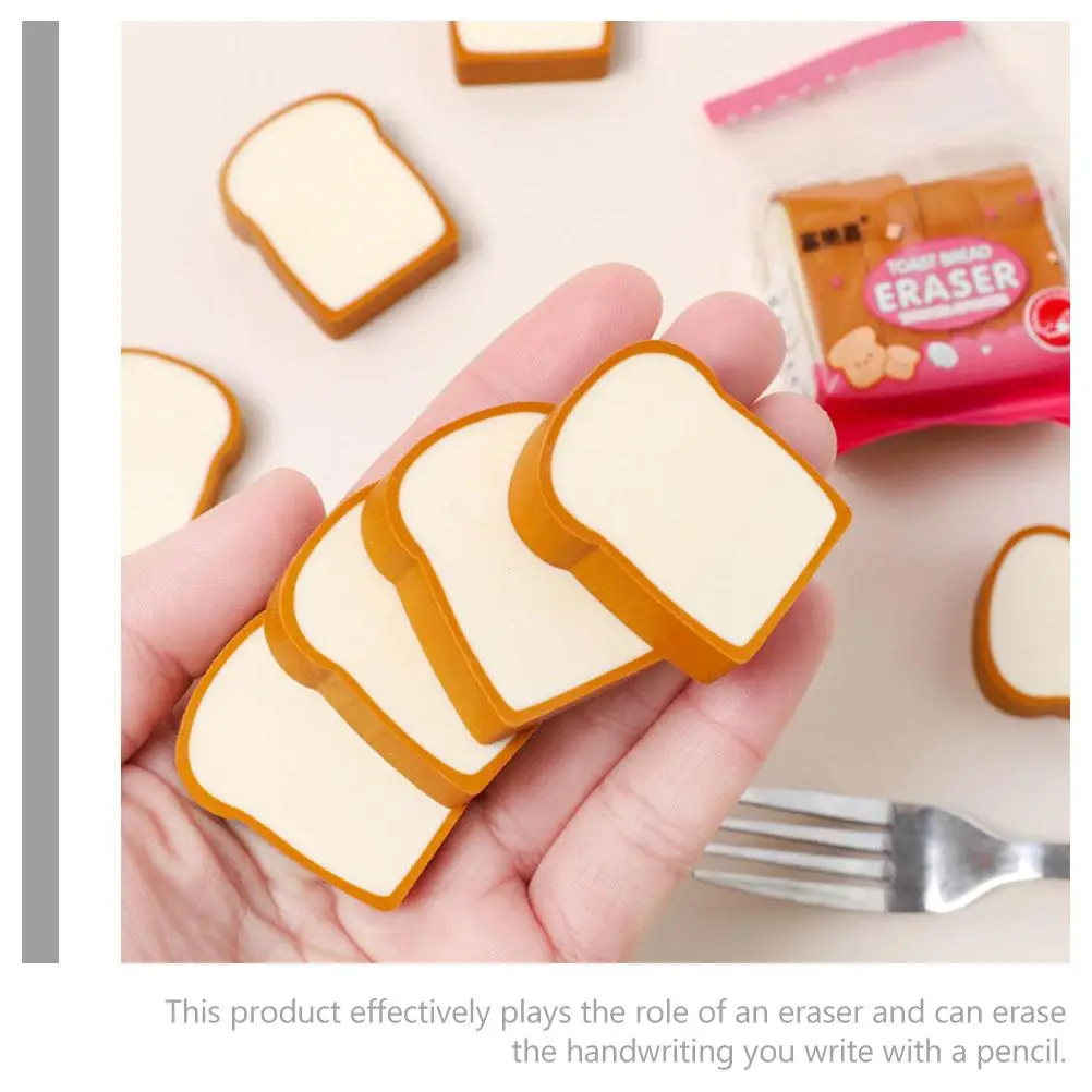 16 Pcs Lifelike Toast Bread Shaped Eraser Decoration Portable Food Erasers Adorable Kitchen Party