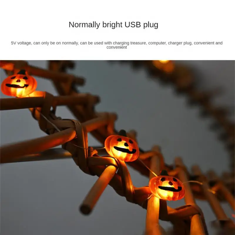 1PC LED Halloween Solar 3D Pumpkin Bat Ghost Spider String Lights With 8 Lighting Mode Outdoor Waterproof Atmosphere Lamp