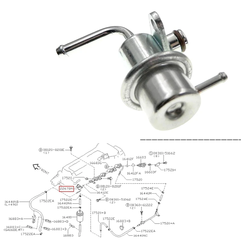 22670-41B00 5G1284 Fuel Pressure Regulator For Nissan 200SX Sentra 1.6L 1.8L 1995-1998-2020 GA16DE 158-0914 22670 Parts