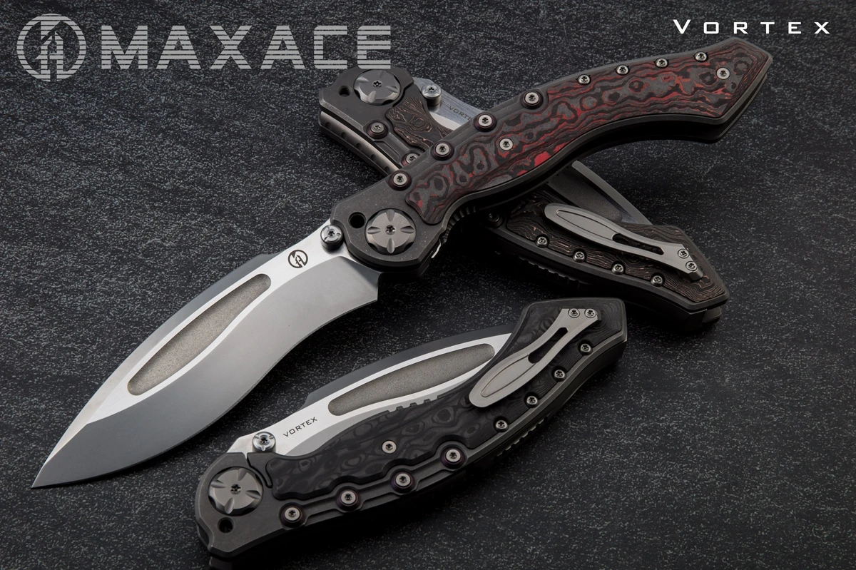 Maxace Kinfe Vortex CF Inlay Titanium Handle cpm-3v Blade Folding Kinfe Hunting Knife Domestic Defensive Knife Outdoor EDC