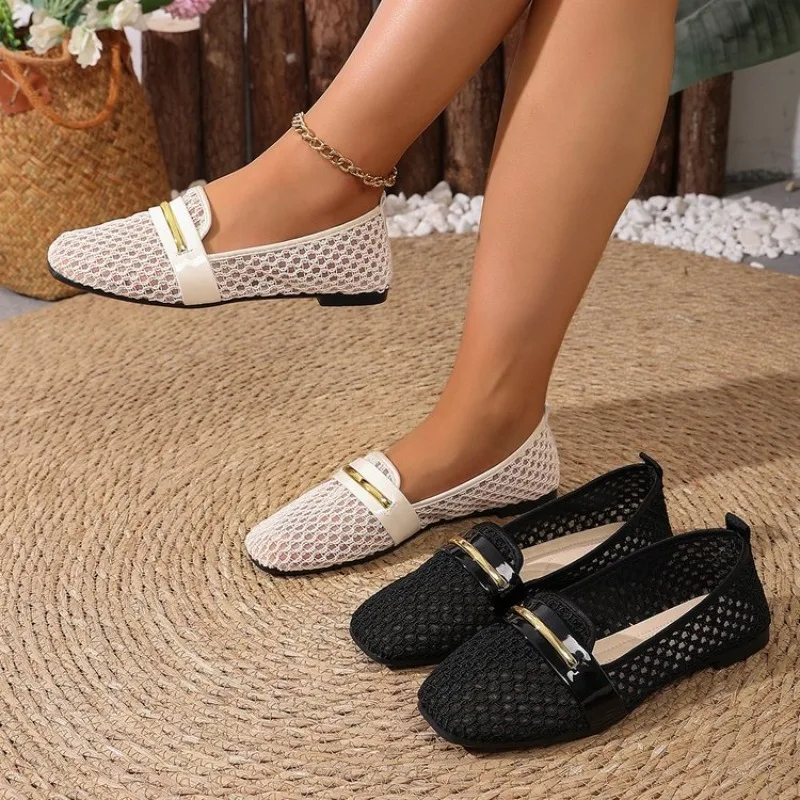 2026 Sommer Damen Mary Jane Flache Schuhe, Neue Runde Zehenpartie, Netzstoff, Hohldesign, Ballerinas, Bequeme Outdoor-Freizeitschuhe zum Gehen – Detail 12
