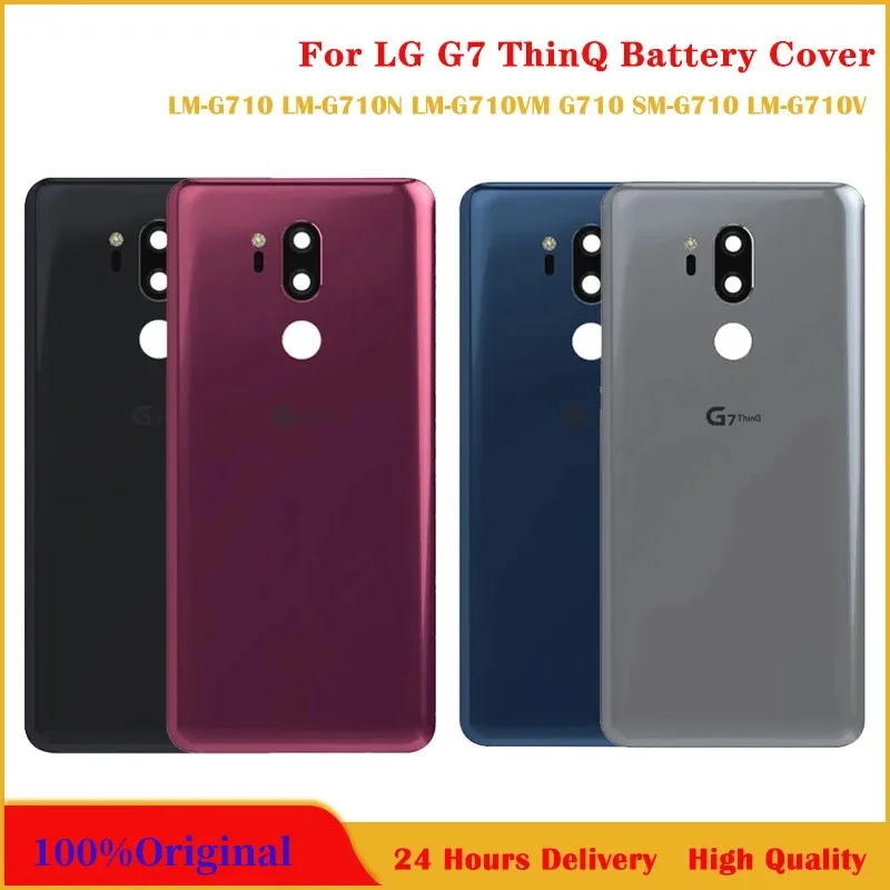 

Back Glass battery cover Rear Door Panel Housing Case for LG G7 ThinQ G710EM with Camera Lens Replacement