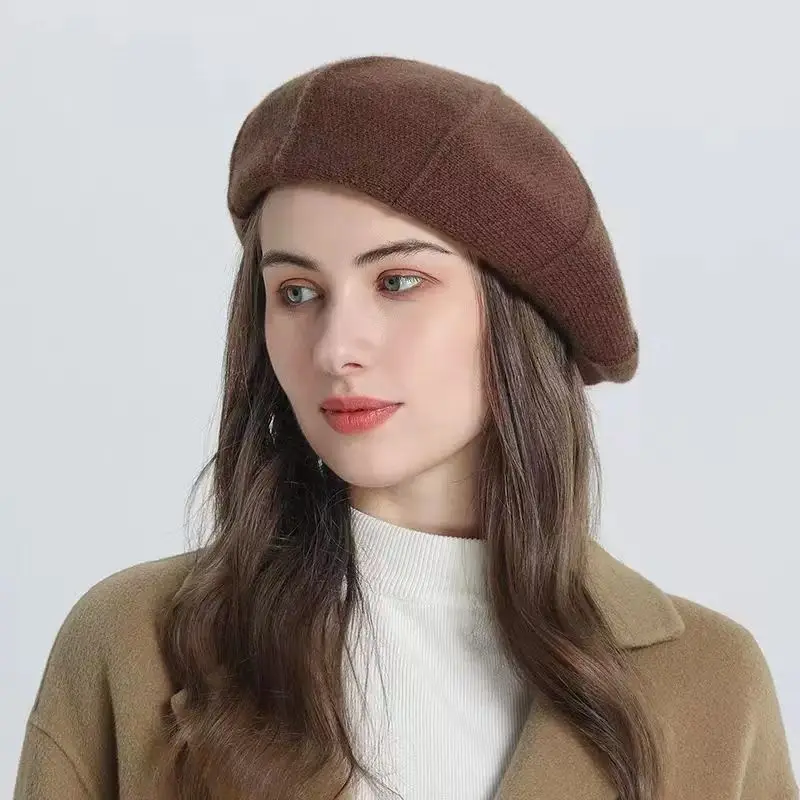 

Cashmere Beret Spring Fall New Women's Headband British Style Painter Octagonal Knit Hat Bud Hat