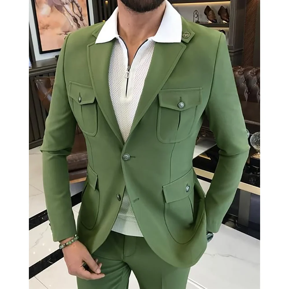 

Новый стиль, однобортный элегантный мужской костюм из двух предметов (куртка + брюки), свадебный комплект для выпускного вечера