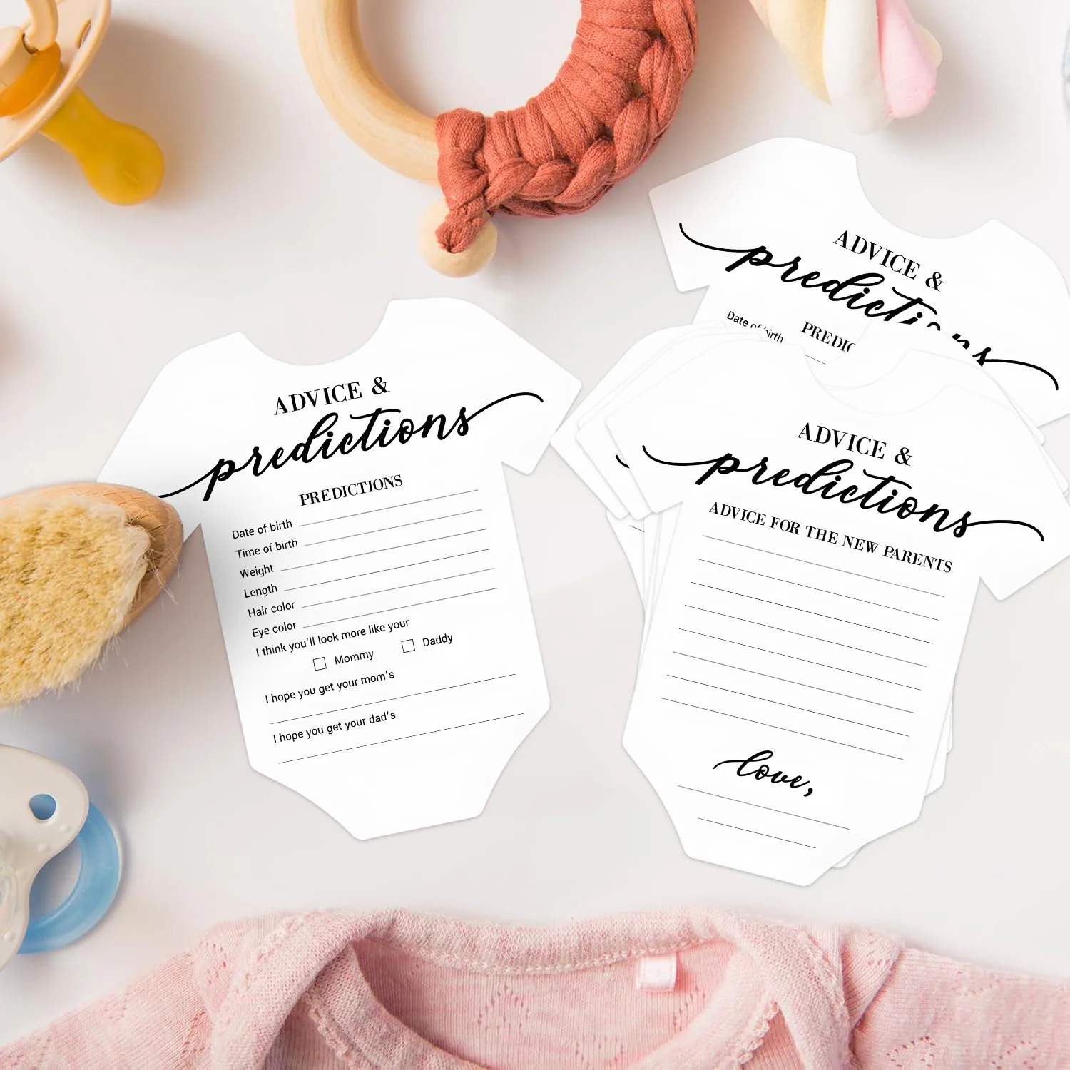 50 قطعة من بطاقات استحمام الطفل باللون الأبيض من نيسيي، نصيحة وتنبؤ على الوجهين، تكشف عن الجنس البسيط، هدايا الحفلات لـ 50 ضيفًا