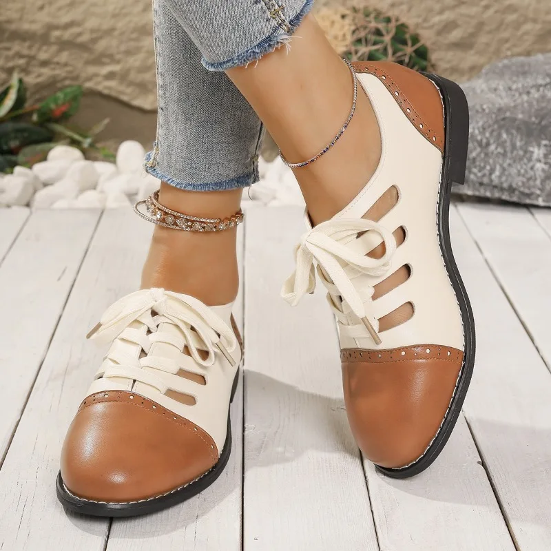 Flats Women Casual Loafers Shoes Designer Dress Fashion Walking Shoes New 2024 Autumn Lace Up Sport Shoes Femme Trend Zapatos