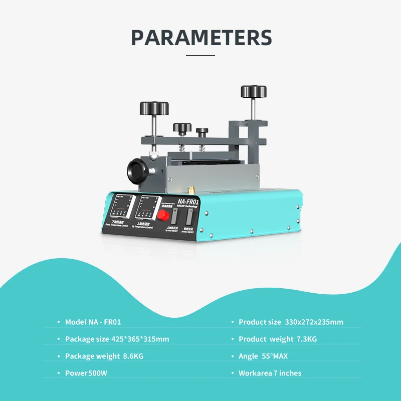 NASAN NA-FR01 Rotatable LCD Screen Separator Machine Double Pump Auto Heating Platform For Phone Display Frame Removal Tools