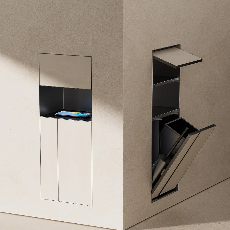 Stainless steel niche toilet concealed trash can