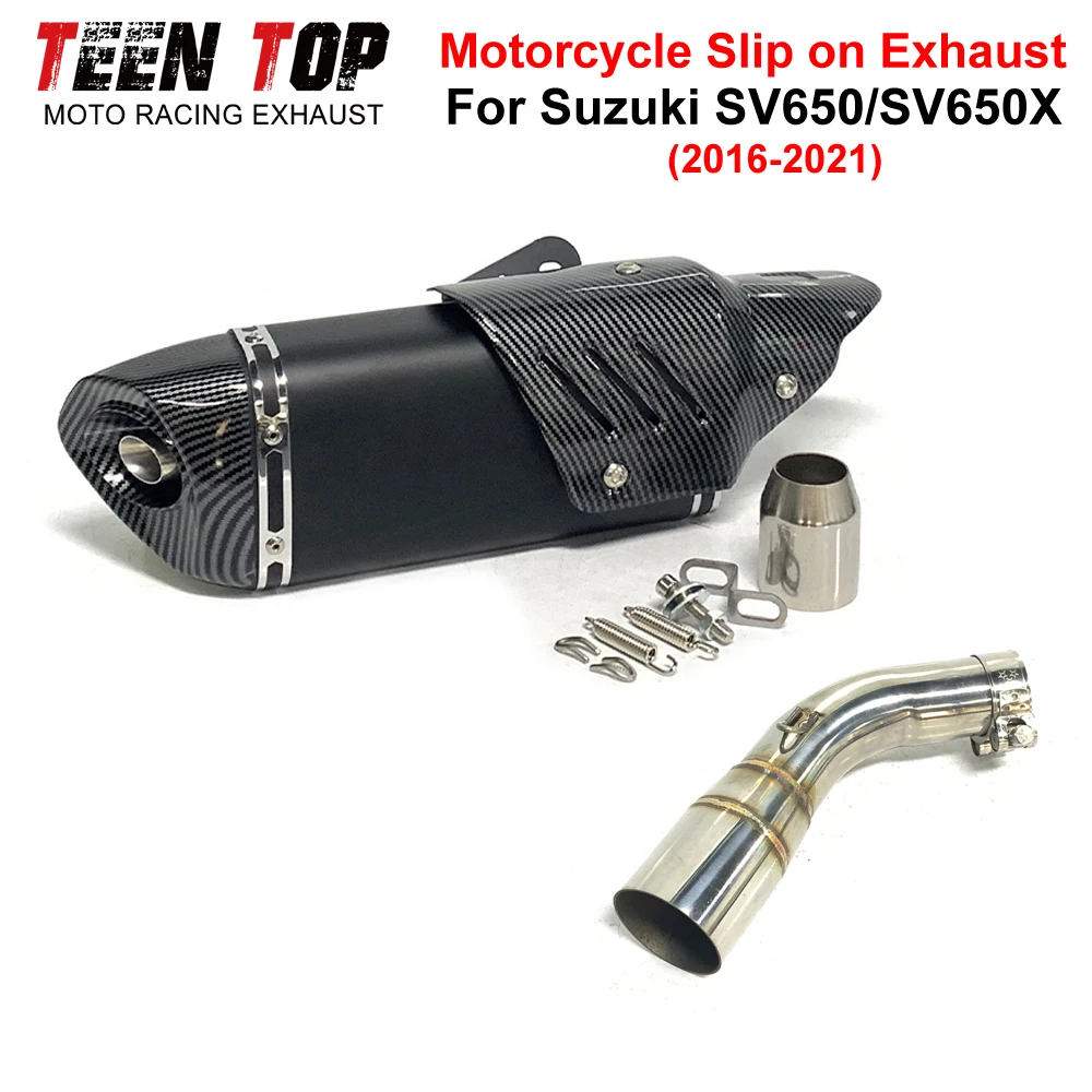 Motorcycle Universal Exhaust Muffler For SUZUKI SV650 SV650X 2006-2021 Slip-on Exhaust Connection Pipe Stainless Steel Mid Tube view 6