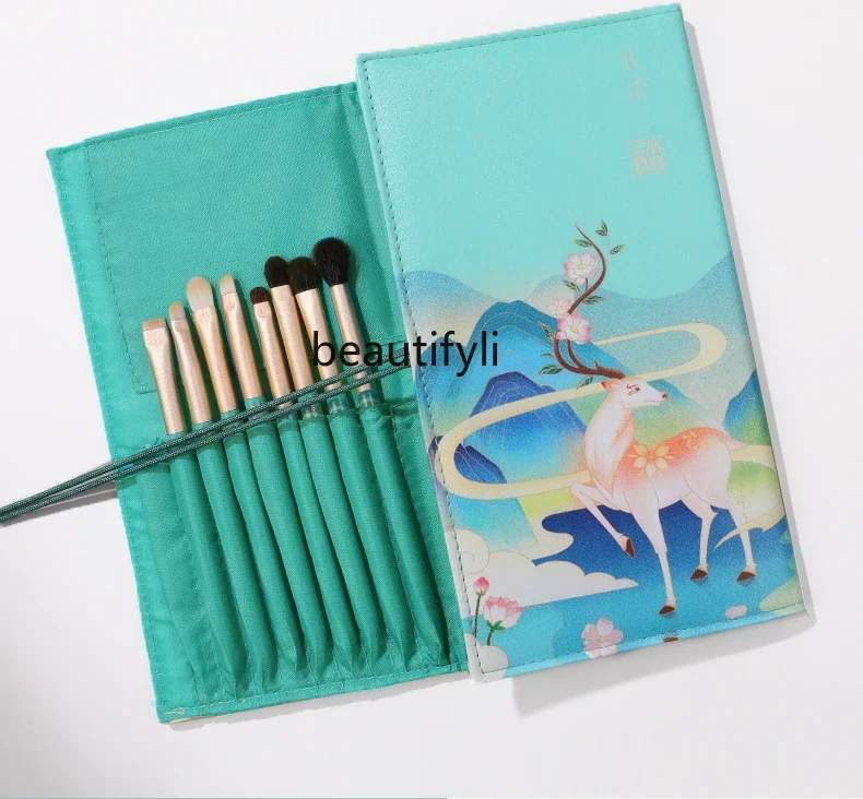 Makeup brush storage bag PU leather 12-hole 14-hole portable waterproof and dustproof brush bag