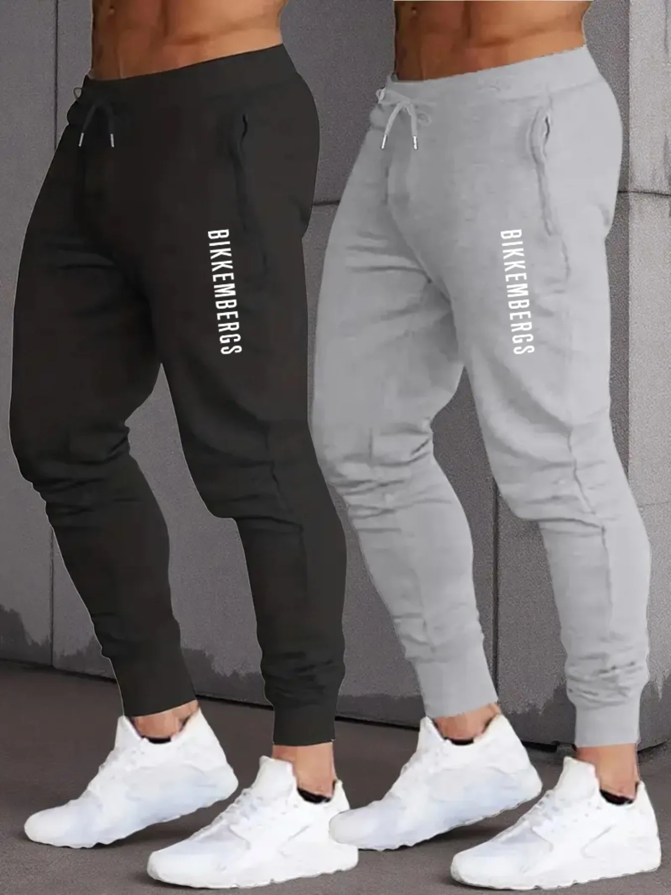 

2PCS Men's Outdoor Casual Joggers Soft Fabric Elastic Waist Side Pockets Geometric Print 4 Colors Machine Washable