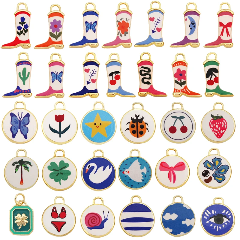 Trendy European Style Handmade Ceramic Necklace Charm Clover Heart Boot Charm Pendant,DIY Jewelry Necklace Bracelet Supplies R40