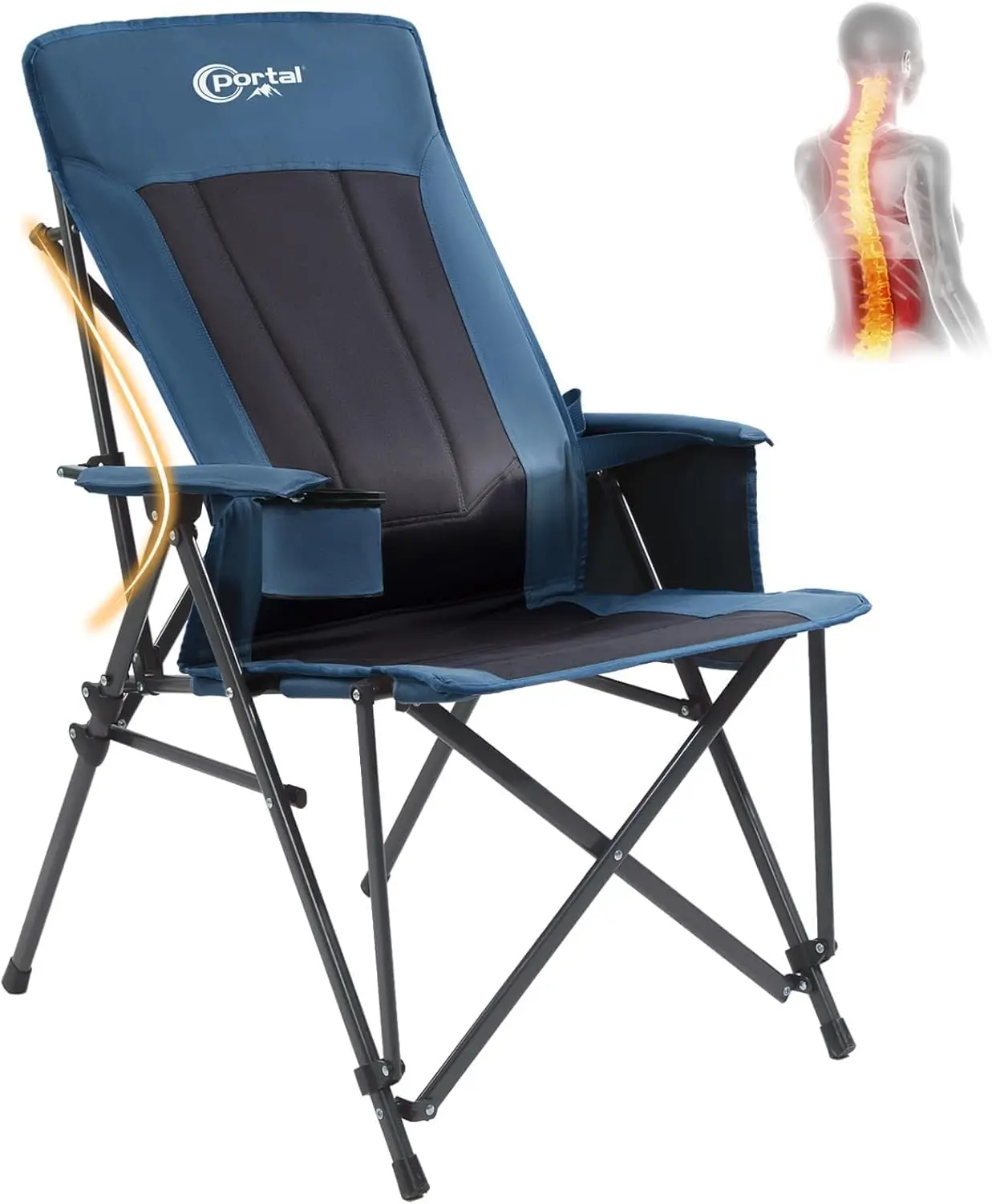 

High Back Camping Chair with Lumbar Support, Folding Portable Oversized for Adults, 400LBS Capacity