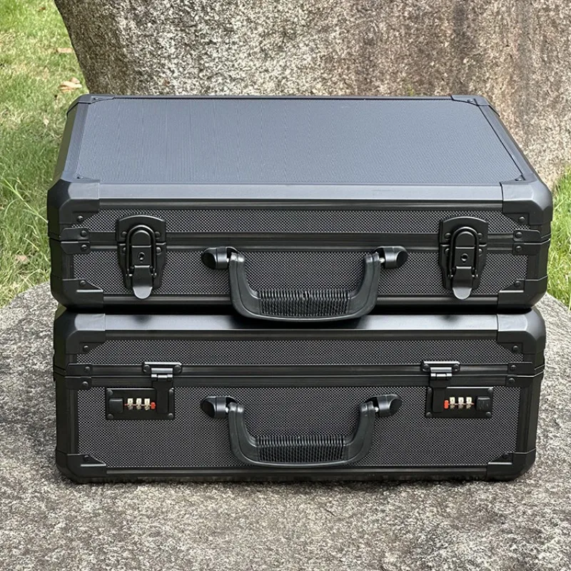 Aluminum Alloy Tool Box Portable Black Shockproof Waterproof Hardware Toolbox Instrument Equipment Tool Storage and Organization