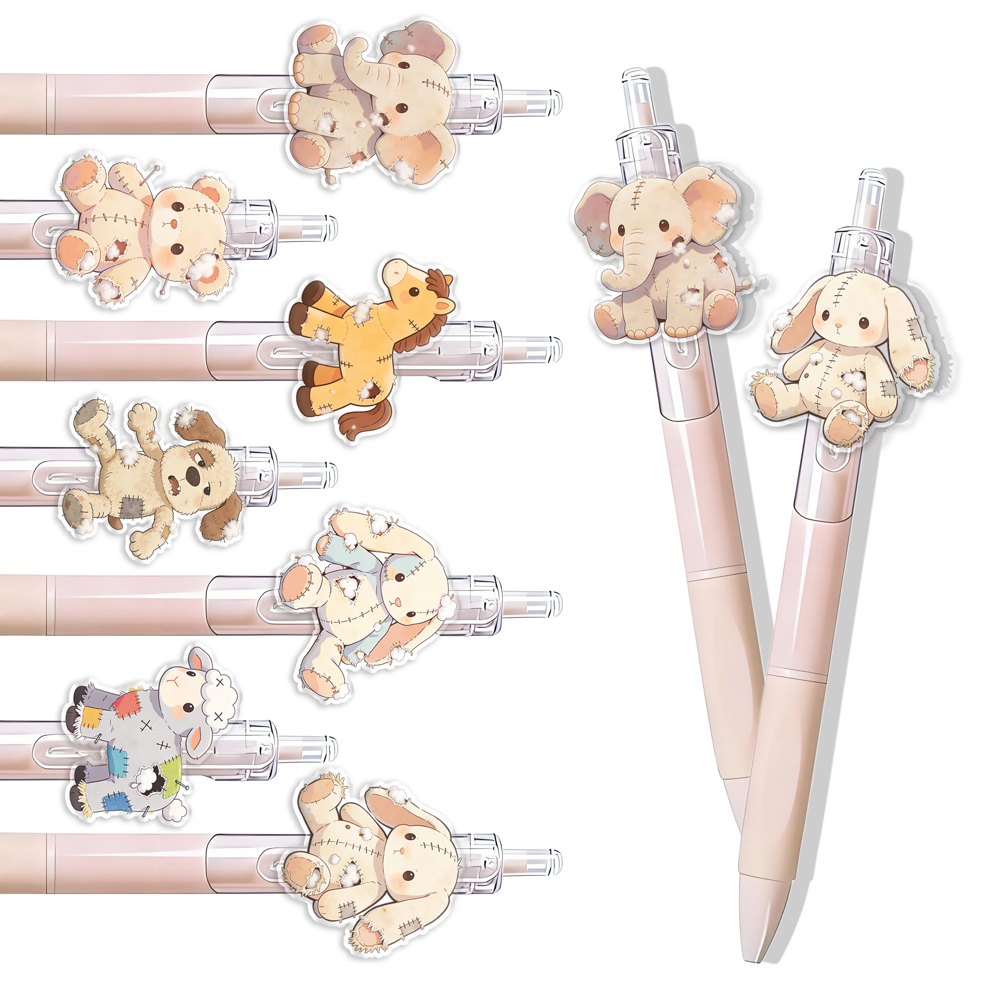 

7pcs/15pcs Creative Rag Doll Theme Ballpoint Pens, Animal Doll Series Retractable Gift Pens, Back to School Gifts for Students