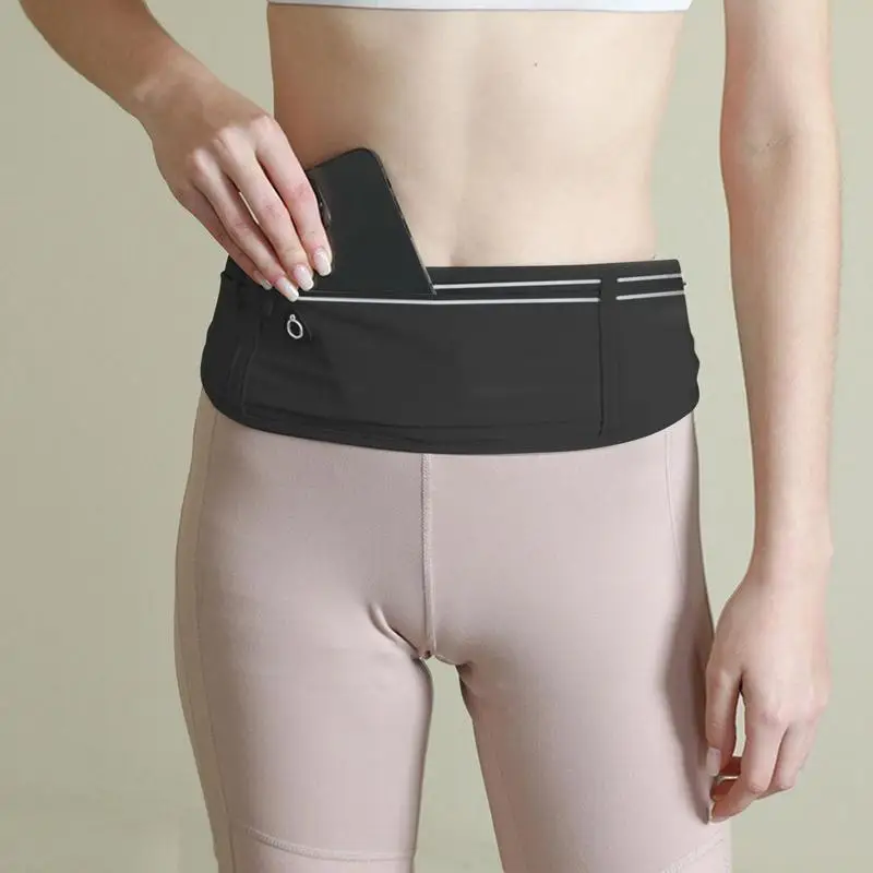 Slim Running Belt Portable Exercise Waist Pack With Three Pockets Reusable Sports Waist Pack Exercise Waist Bag For Running Gym