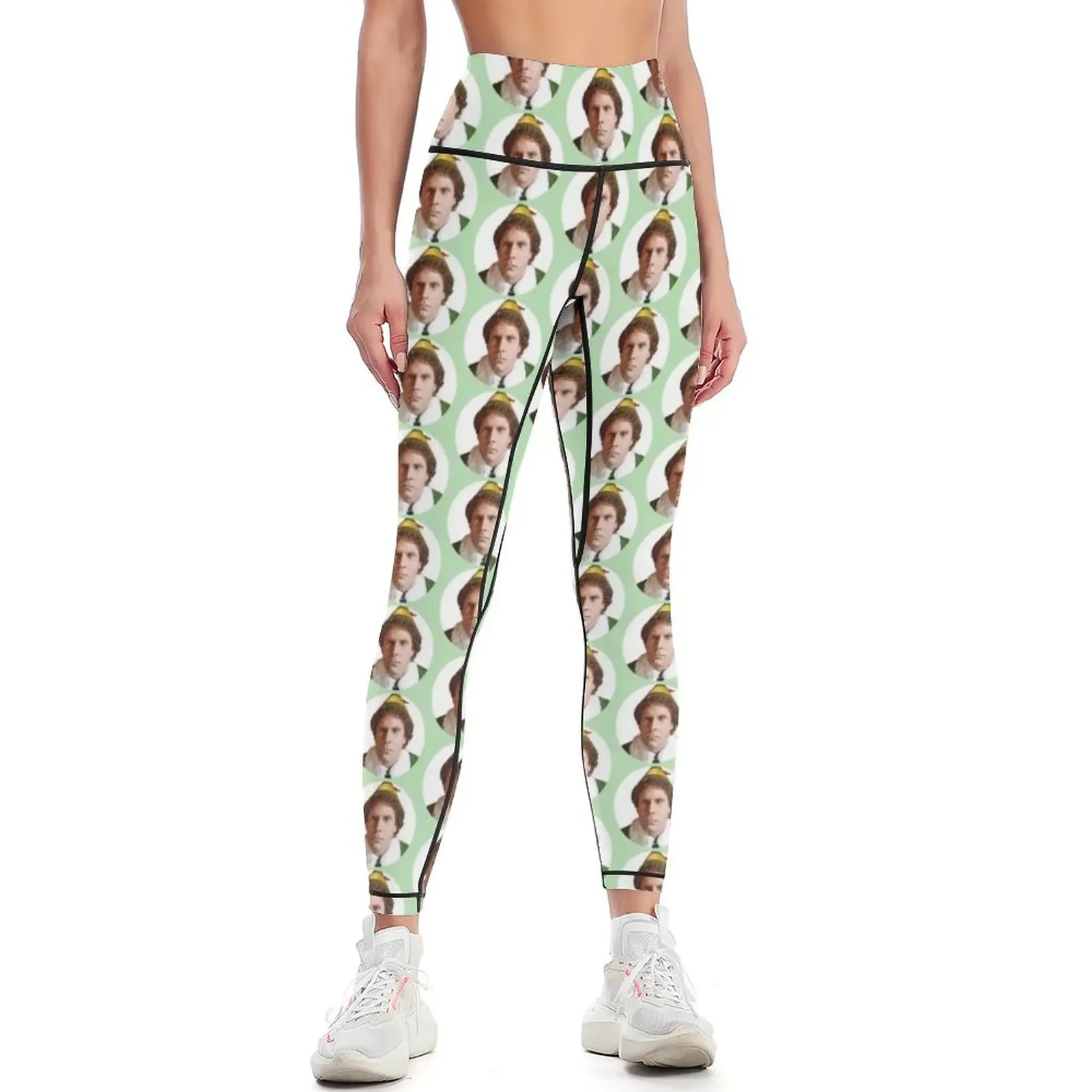 

BUDDY THE ELF Christmas Movie Angry Elf Face Will Ferrell Leggings gym top Women's gym Fitness clothing Womens Leggings
